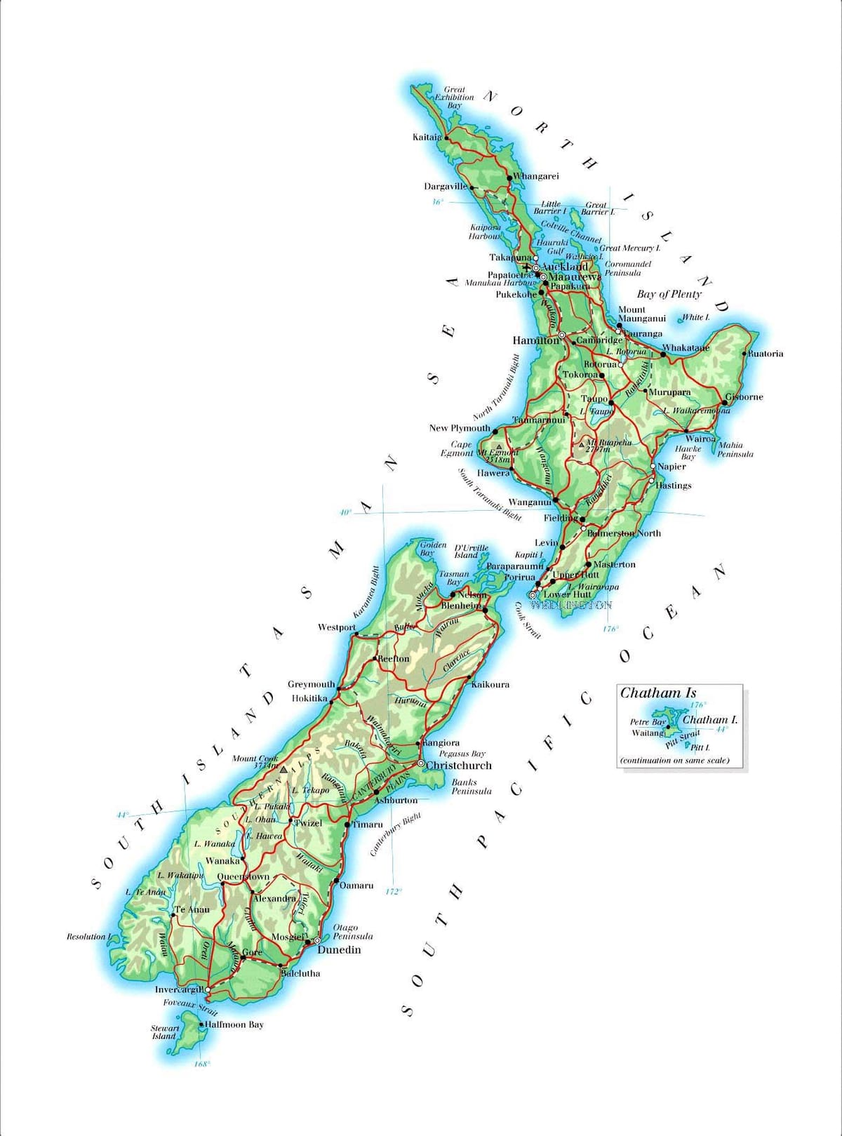 Ramani ya black mchanga fukwe new zealand