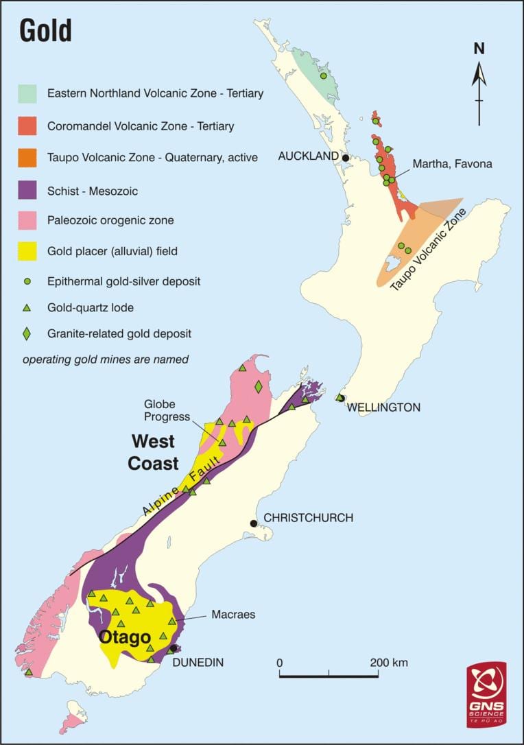 Ramani ya dhahabu katika new zealand