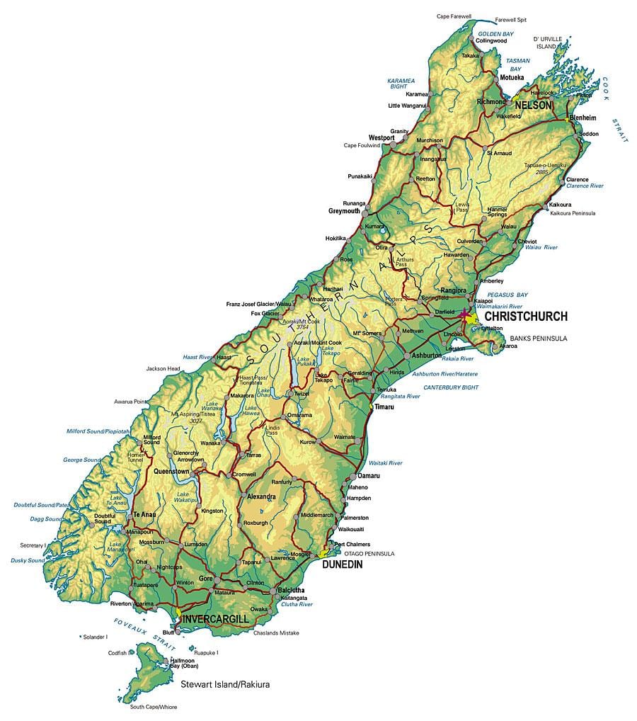 Ramani ya kusini mwa milima new zealand