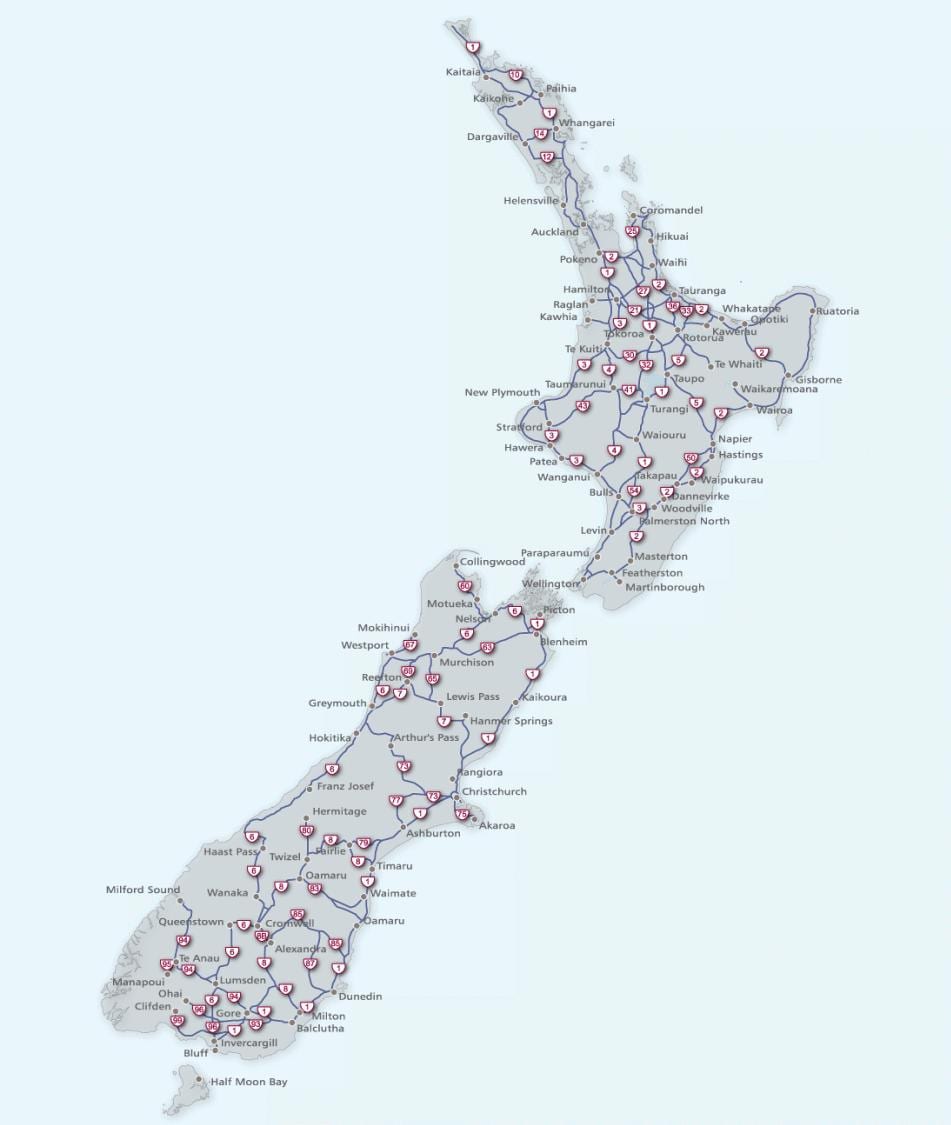 Ramani ya new zealand kuendesha gari