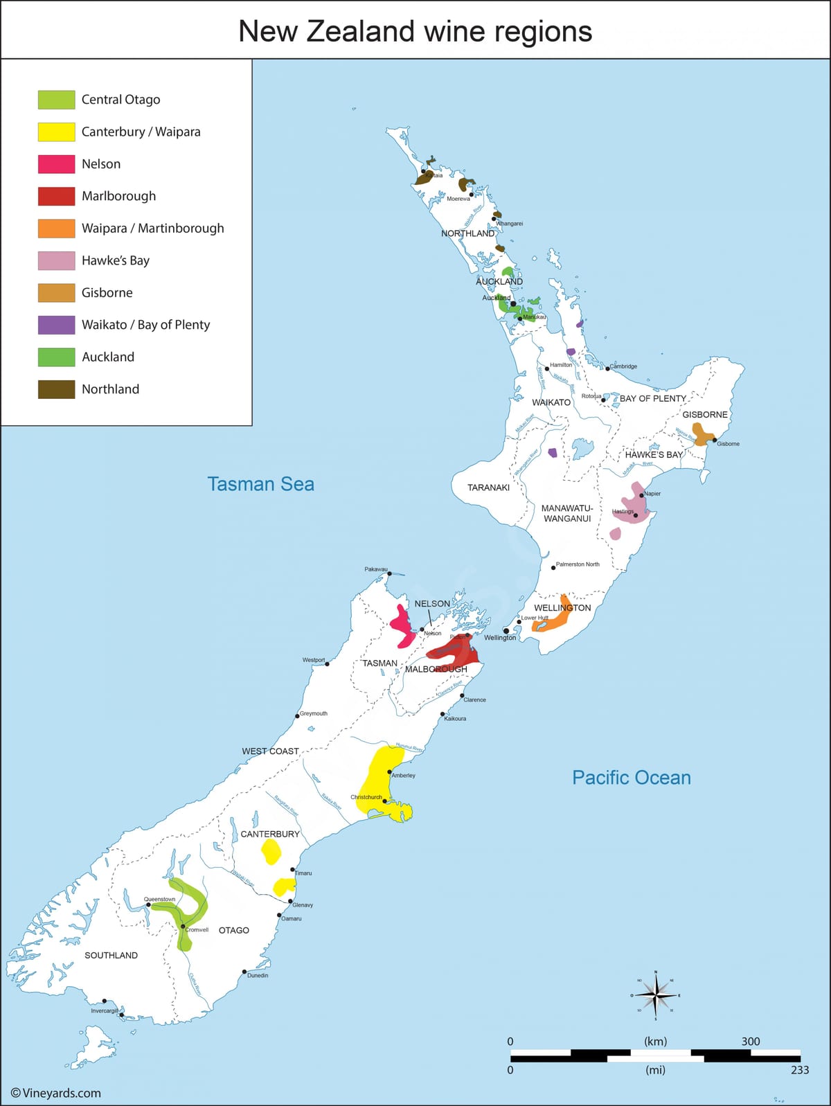 new zealand mikoa mvinyo ramani