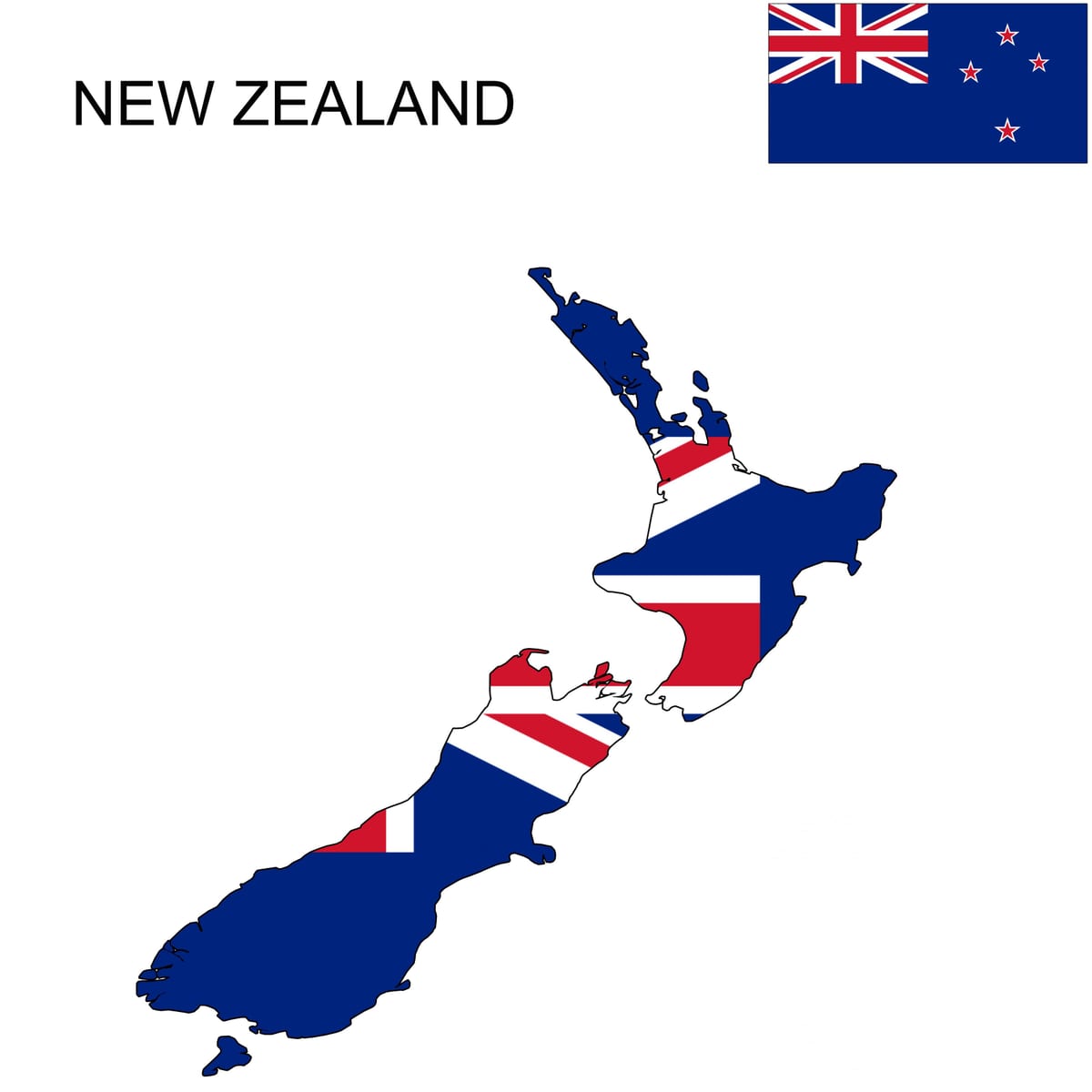 Ramani ya new zealand na bendera