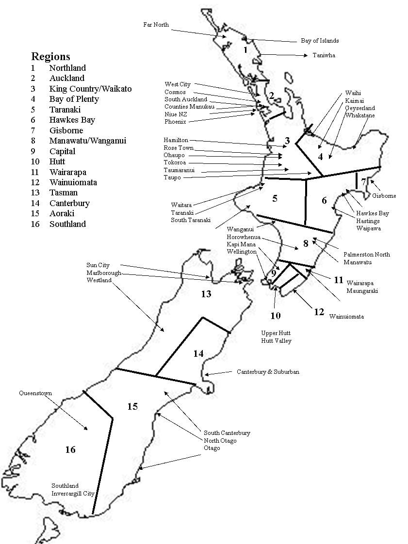 nyeusi na nyeupe ramani ya new zealand