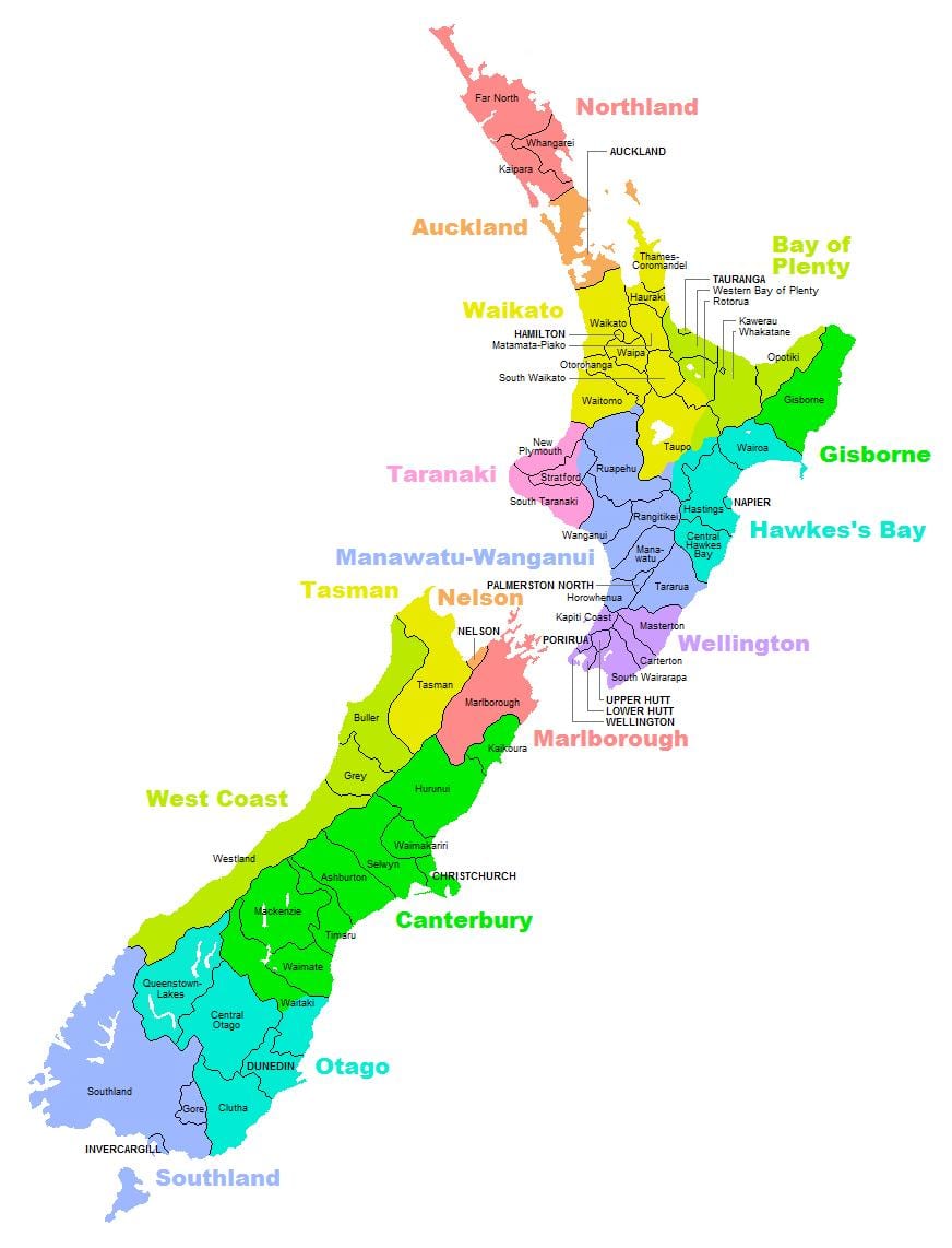 ramani ya kisiasa ya australia na new zealand