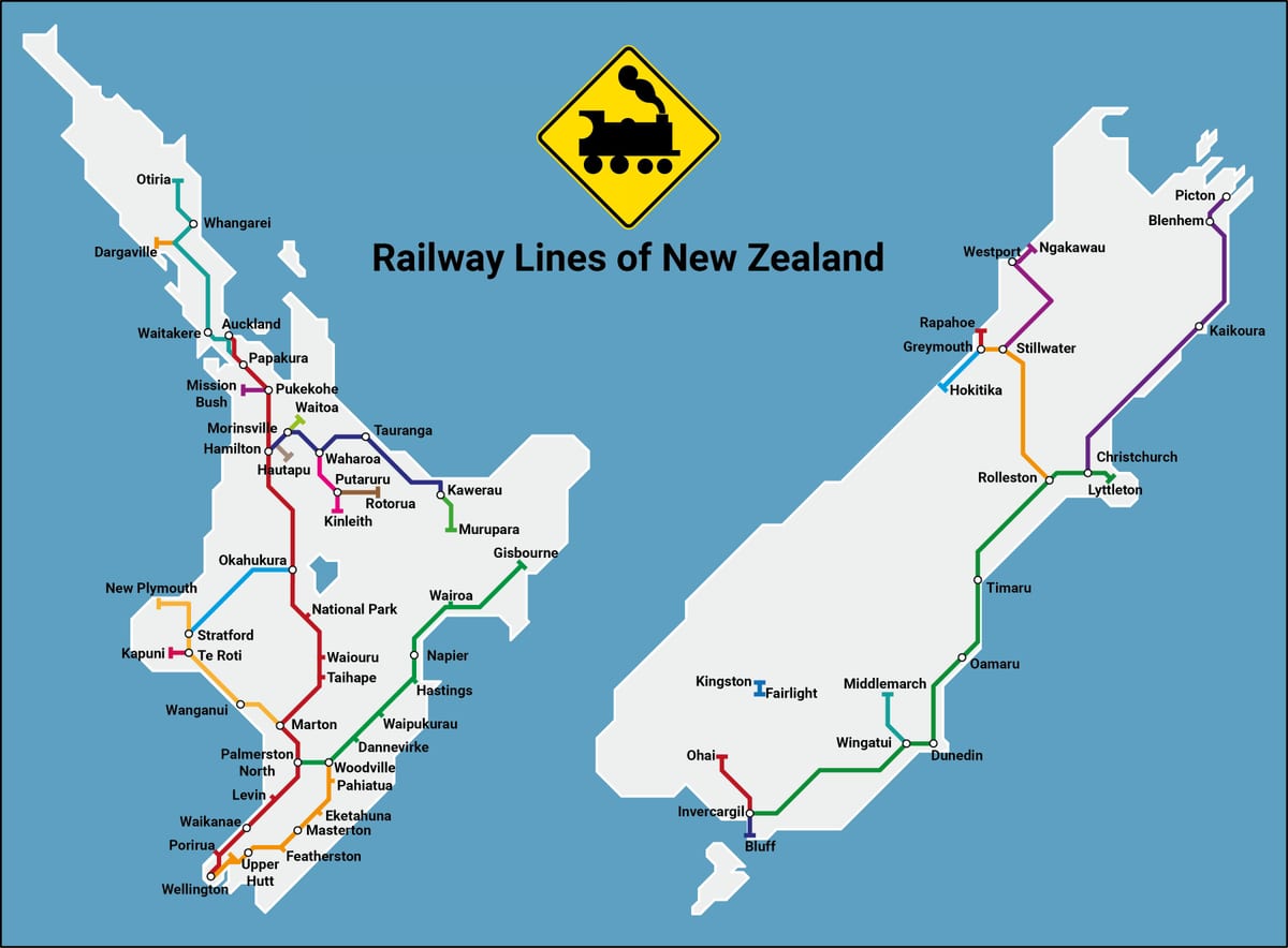 new zealand mtandao wa reli ramani