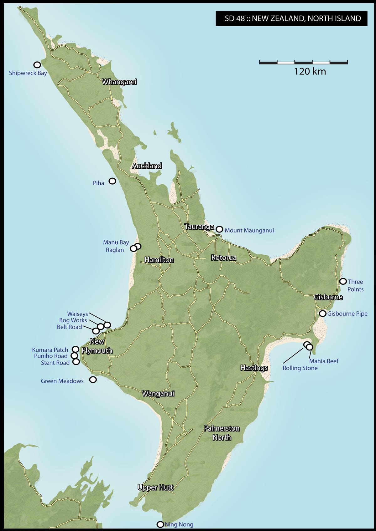 Ramani ya new zealand surf