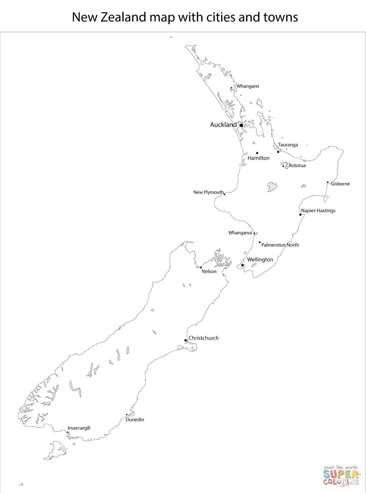 ramani ya new zealand nyeusi na nyeupe