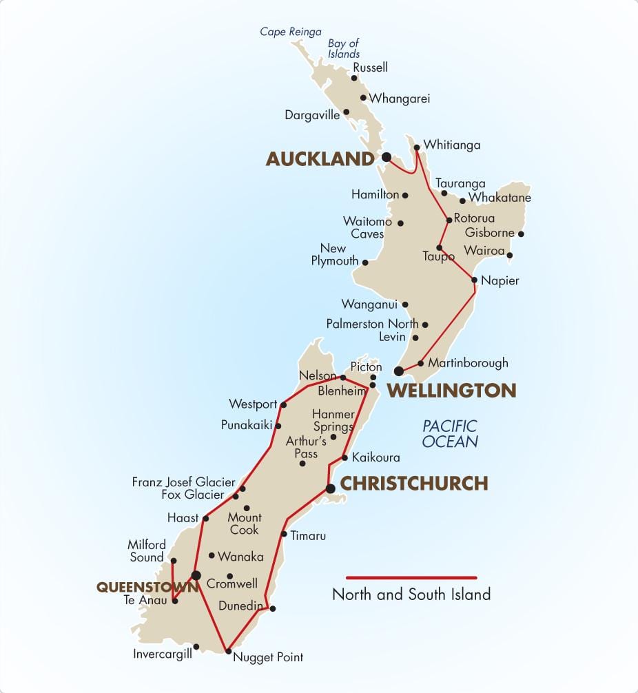 Ramani ya kusini ya kisiwa cha new zealand kuendesha gari