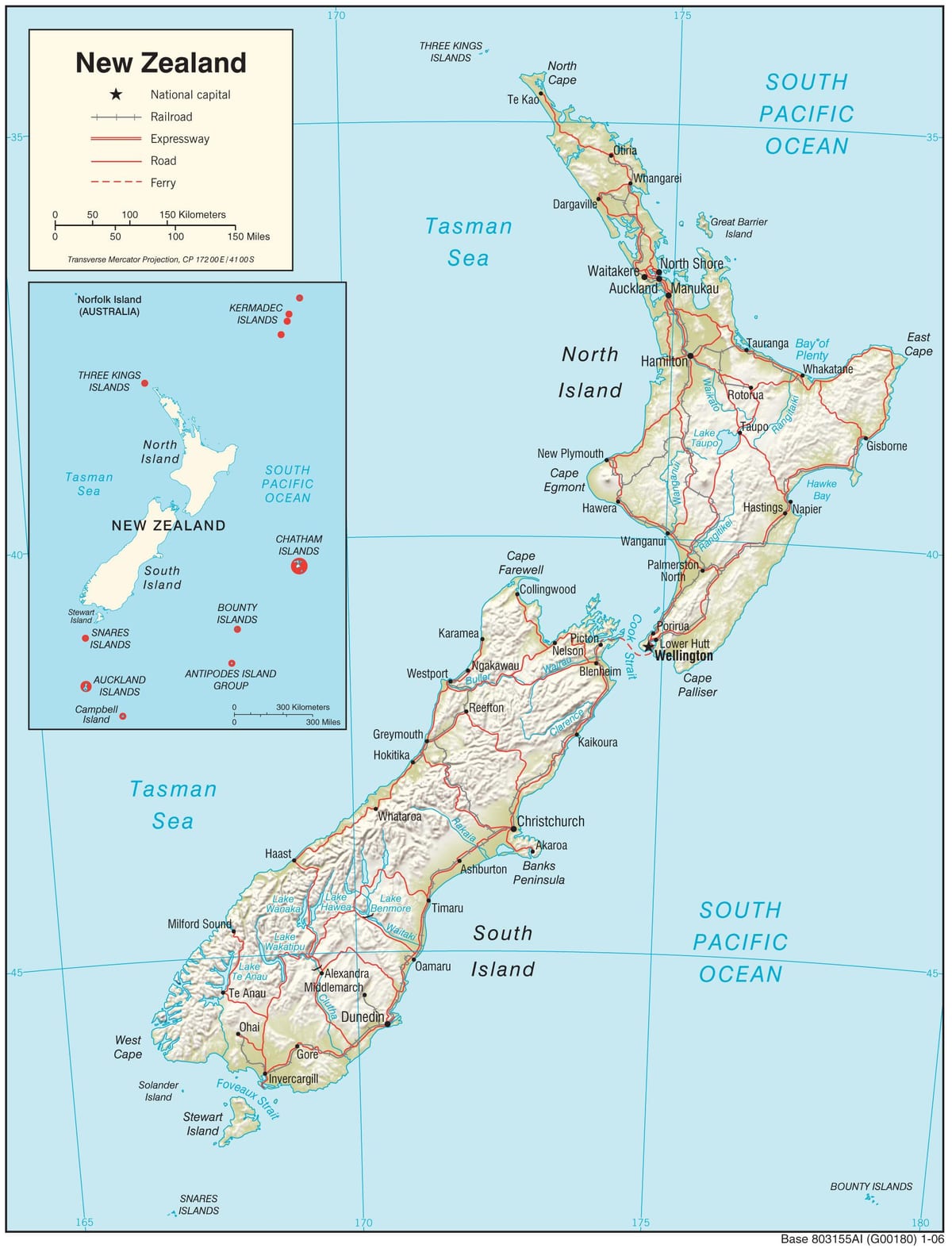 Ramani ya new zealand kaskazini ya kisiwa na umbali
