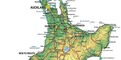 Ramani ya kina ya kaskazini ya kisiwa cha new zealand