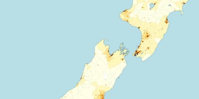 New zealand wiani idadi ya watu ramani