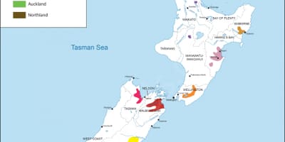 New zealand mikoa mvinyo ramani