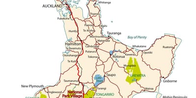 Kina ramani ya barabara ya new zealand north island
