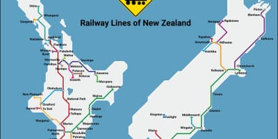 New zealand mtandao wa reli ramani