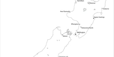 Ramani ya new zealand nyeusi na nyeupe
