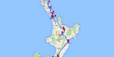 Kuendesha gari ramani ya kaskazini ya kisiwa cha new zealand